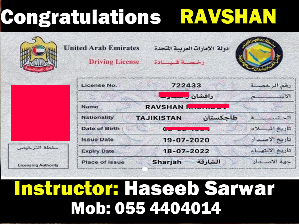 RAVSHAN DRIVING LICENSE